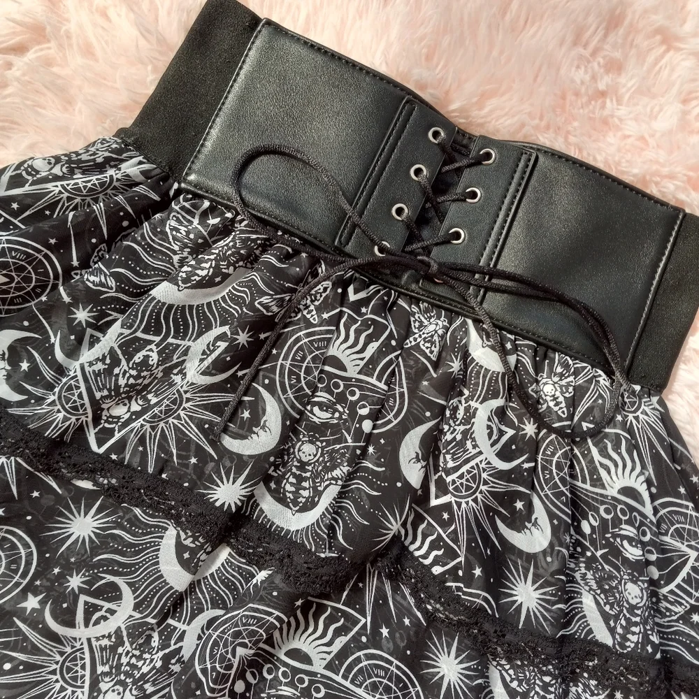 Killstar New Moon layered goth witchy skirt w/corset lacing waist band! SOLD! - Picture 10 of 11